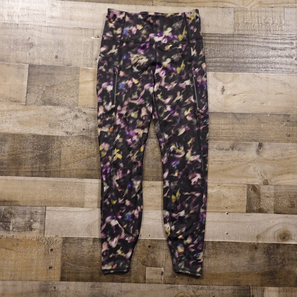 Athleta Rainier Tight Leggings Women’s Small Black Abstract Print‎ Performance